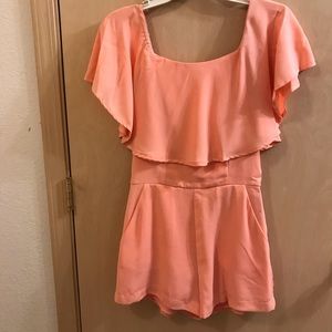 Endless Rose Peach Romper, Off-the-shoulder